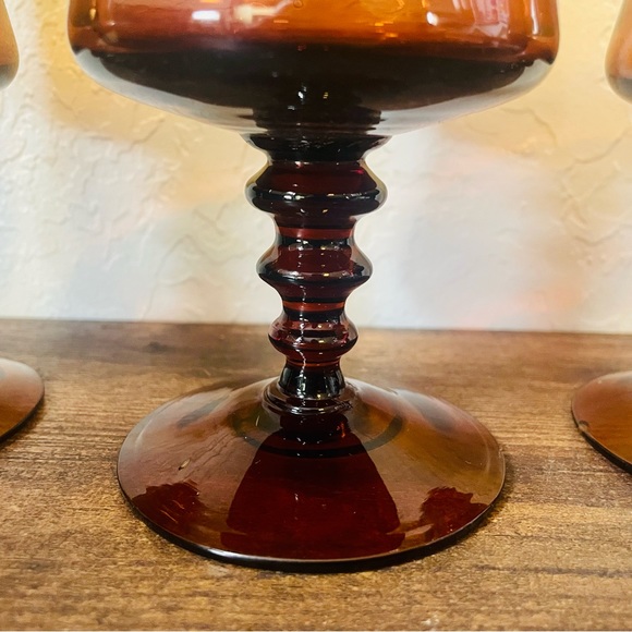 Set of 3 Colony Richmond Amber Gold Orange Cordial Glasses Water Goblets VTG - Picture 5 of 7